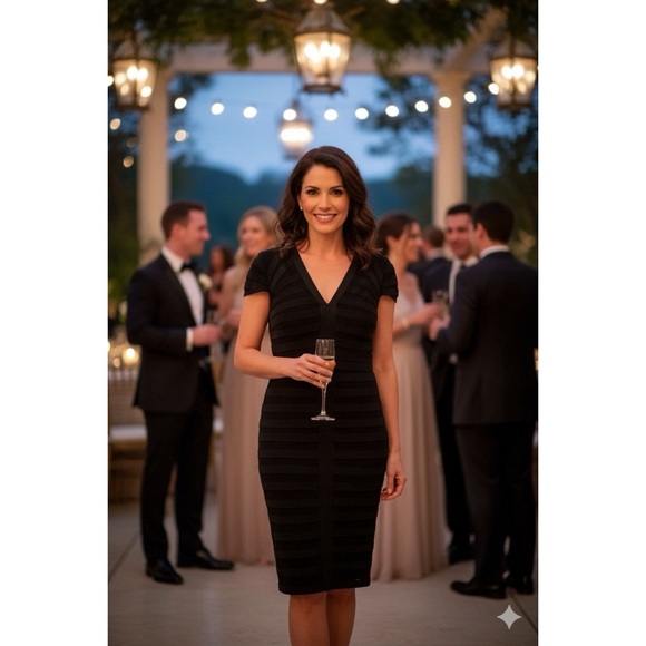 TADASHI SHOJI Black Pleated Dress - Picture 1 of 6